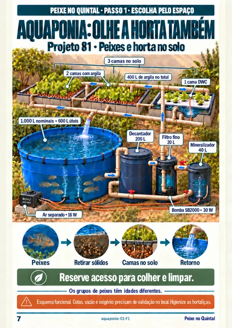Aquaponia: peixes e horta no solo — página real v2